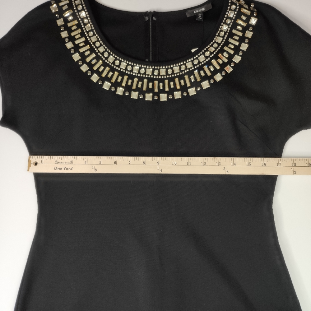 Grayse Black Dress NWT Size XL Embellished Neck - Picture 10 of 10